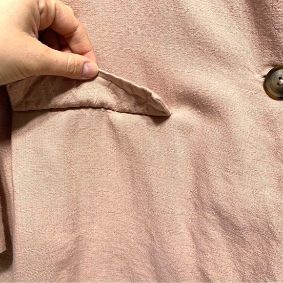ASOS Blush Linen Lagenlook Button Front Long Sleeve Jacket Cardigan size 10 - Picture 4 of 6